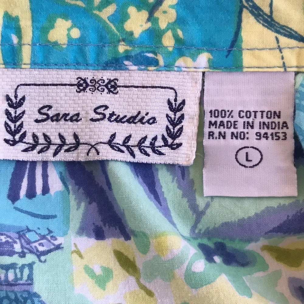 Sara Studio Pretty Patchwork Print Button-Up Top - image 8